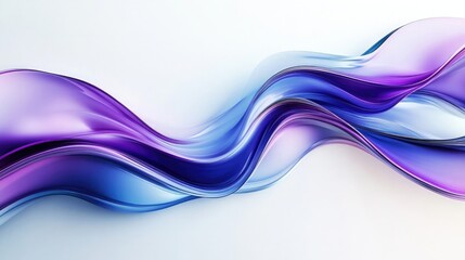 Poster - Abstract wavy lines in blue and purple hues on white background