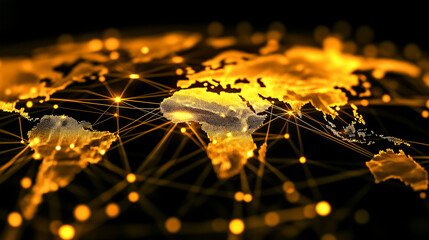 Poster - A network of AI nodes illuminates connections between continents, showcasing global digital interactivity