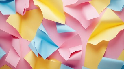 Poster - Abstract background with pink, yellow, and blue paper in geometric shapes on a textured surface