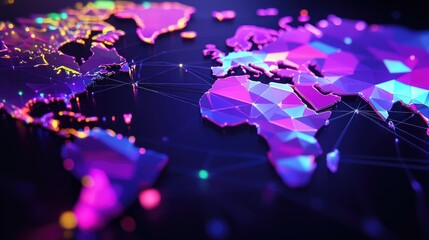 Poster - Creative glowing polygonal map with interactive elements