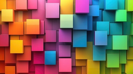 Poster - Geometric grid background featuring abstract color boxes, perfect for presentations or postcards