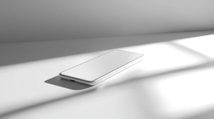 Poster - High-resolution image of a smartphone at an angle reflecting soft light against a clean, solid background