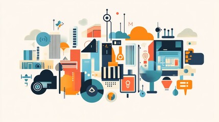 Poster - Cloud technology flat illustration.