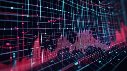 Poster - Multiple line charts showing data trends over months on grid background