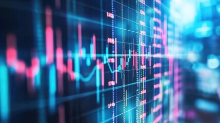 Poster - Perspective view of stock market growth with digital financial charts