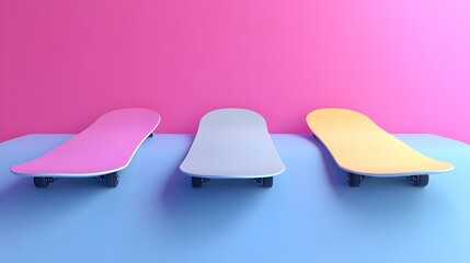 Poster - Colorful Skateboards on a Pink and Blue Background