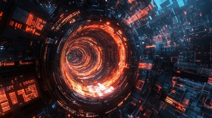 Poster - An intricate visual representation of modern technology showcases vibrant data flows and digital patterns. The design creates an immersive experience, highlighting innovation and progress
