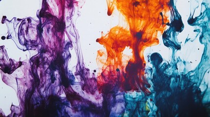 Poster - Colorful explosion of ink on a clean white background, representing creative energy