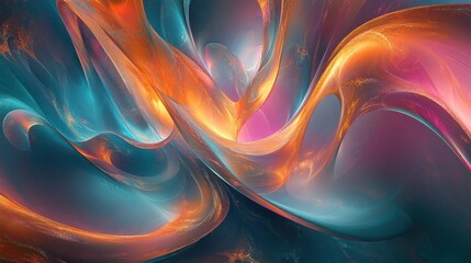 Flowing organic shapes in orange and teal abstract design