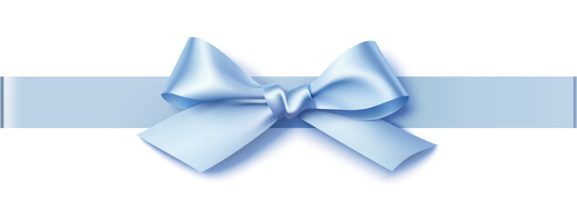 Wall Mural - decorative dusty blue bow with horizontal blue ribbon isolated on white. beautiful decoration elemen