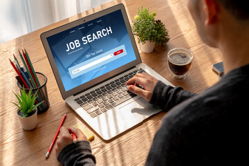 Wall Mural - Online job search on modish website for worker to search for job opportunities on the recruitment internet network