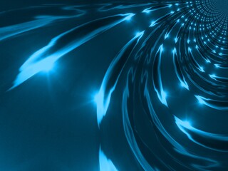 Poster - Sky with clouds, suns, sunlights and sunrays - abstract graphics in blue color and effect of perspective and infinity. Topics: sun energy, sunny weather, space, abstraction, pattern, wallpaper