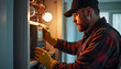© ON - Studio - Man inspecting heating system during winter