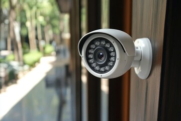 A close-up of a home security camera highlighting the sense of safety and protection in everyday environments