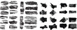 © miloje - Brushes pack .Grunge Paint Roller set . Vector brush Stroke collection. Distressed banner . Black brushes isolated. paintbrush collection .Textured box . Rough edges banner set. Bulge brush lines