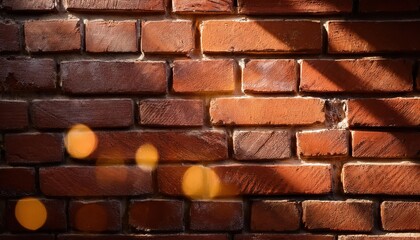 Wall Mural - Warm Sunlit Red Brick Wall with Intricate Textured Patterns and Shadows. Perfect for Urban Design Projects, Architectural Backgrounds, Historical Building Concepts, or Rustic Branding Imagery