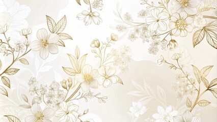 Fototapete - Luxurious golden wallpaper. Baner with a white background and beautiful light stripes. 