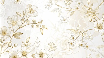 Fototapete - Luxurious golden wallpaper. Baner with a white background and beautiful light stripes. 