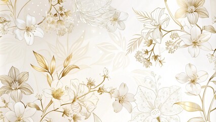 Fototapete - Luxurious golden wallpaper. Baner with a white background and beautiful light stripes. 