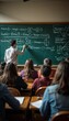 © Viktoriya - Teacher explaining complex equations in a classroom filled with attentive students