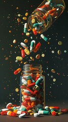 Wall Mural - Pills spilling out of pill bottle