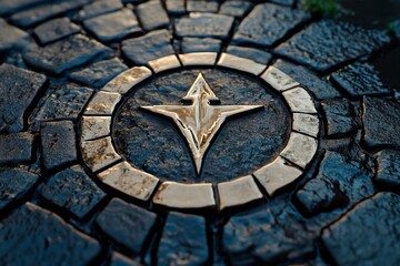 Poster - A single, bold arrow taking over a simple design of a path, symbolizing taking control of direction in a minimalist style