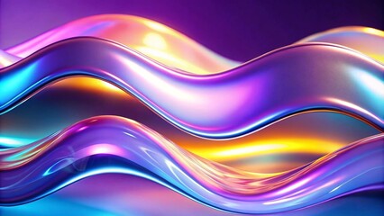 Poster - Serenading Spectra A Mesmeric 3D Symphony of Melted, Multicolored Chrome Foiled Liquid Waves background