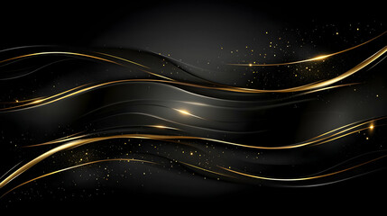 Abstract Black and Gold Wave Background