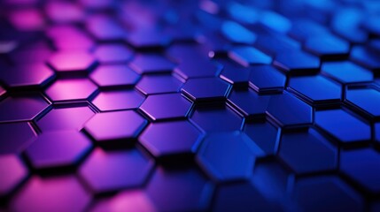 Wall Mural - abstract hexagon pattern with neon lights