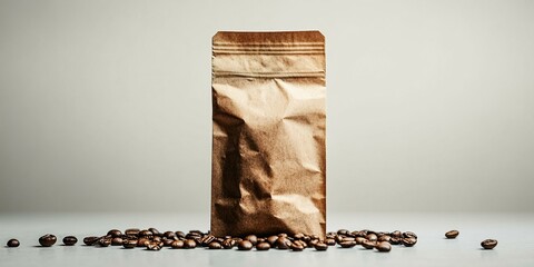 isolated paper bag coffee package product mockup photography. template label.