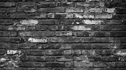 Textured brick wall with weathered black and white appearance in an urban setting