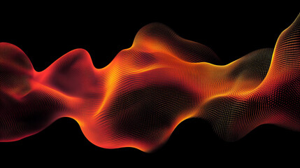 Poster - Dynamic abstract wave pattern featuring vivid orange and yellow tones against a black background