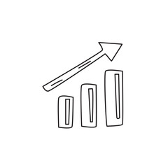 Poster - A simple line drawing of a bar graph with three ascending bars and an upward arrow, representing growth or progress in a business context.