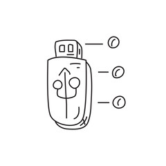 Poster - A simple line drawing of a USB flash drive with a smiling face and three dots indicating activity or connection status.