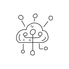 Poster - A simple line drawing of a cloud with connected nodes, representing cloud computing and data networking concepts.