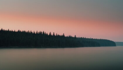 Wall Mural - lake in the forest beautiful landscape at sunset