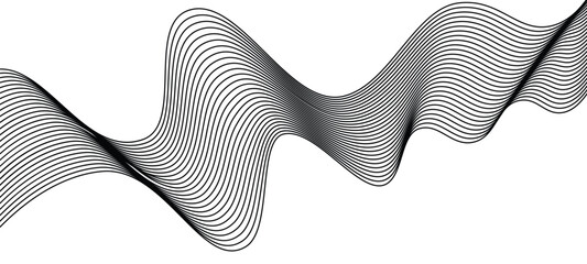 Poster - abstract background with lines. Abstract black stripes wave line background. Technology abstract lines on white background.