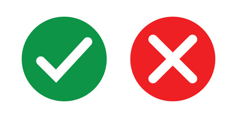Poster - green check mark and red cross icon set in circle and square. Tick & cross icon button set. Yes or no symbol, approved or rejected icon.