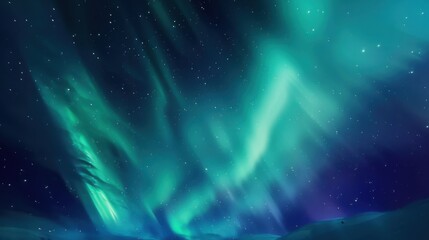 Poster - A mesmerizing scene of the Northern Lights dancing across a starry sky, Arctic landscape, Ethereal style