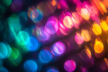 Aufkleber - Abstract background of colorful blurred lights on black background.