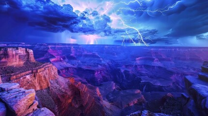 Poster - A mesmerizing view of a deep, rugged canyon with colorful, stratified rock layers and a rare