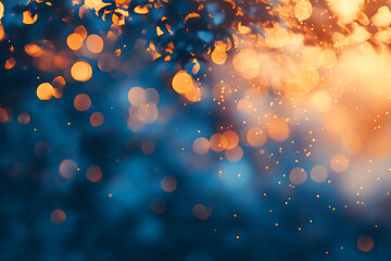 Aufkleber - Abstract background with bokeh lights and blue and orange colors.