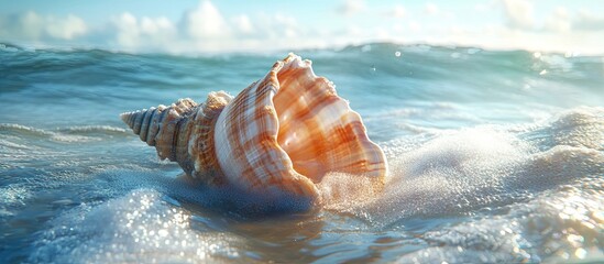 Poster - Shell Rapana in the ocean. with copy space image. Place for adding text or design