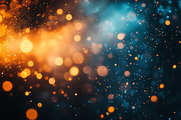 Aufkleber - Abstract background with bokeh lights in orange and blue tones.