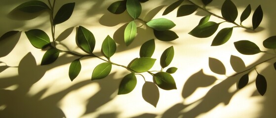 Poster - A leafy tree with its branches casting shadows on a white background