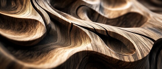 A wood carving of a wave with a lot of detail