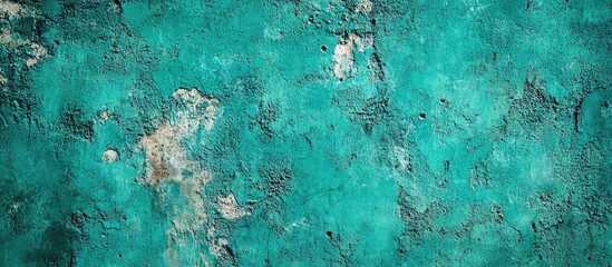Poster - turquoise abstract backdrop wall surface mortar backdrop cement texture featuring spots. with copy space image. Place for adding text or design