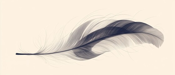 A feather is drawn in black and white