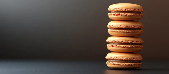 Poster - Homemade stacked macarons with copy space High quality image