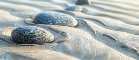 Poster - stones on the sand featuring patterns zen idea. with copy space image. place for adding text or desi